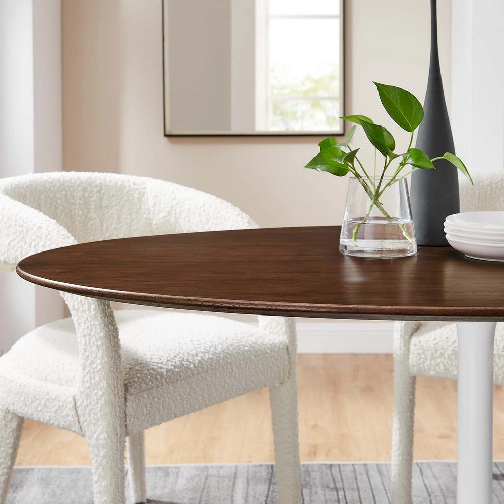 Modway Lippa 60" Mid-Century Modern Dining Table with Oval Top in Walnut