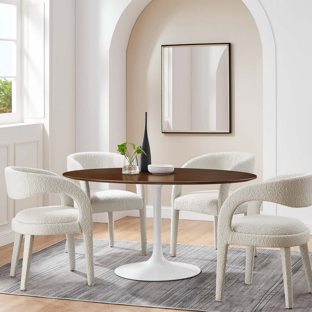 Modway Lippa 60" Mid-Century Modern Dining Table with Oval Top in Walnut