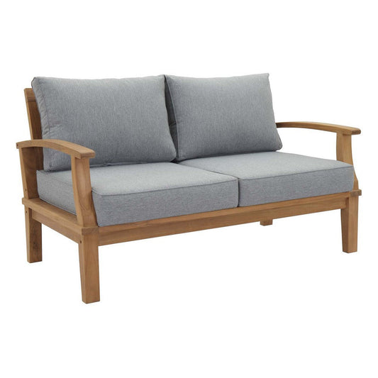 Modway Marina Premium Grade A Teak Wood Outdoor Patio Loveseat, Natural Gray