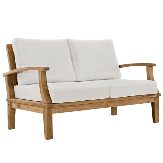 Modway Marina Premium Grade A Teak Wood Outdoor Patio, Loveseat, Natural White