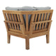 Modway Marina Premium Grade A Teak Wood Outdoor Patio Corner Sofa Natural Gray MDY-EEI-1146-NAT-GRY-SET