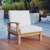 Modway EEI-1148-NAT-WHI-SET Marina Premium Grade A Teak Wood Outdoor Patio Left-Facing Sofa Natural White MDY-EEI-1148-NAT-WHI-SET