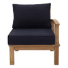 Modway Marina Premium Grade A Teak Wood Outdoor Patio Right-Facing Sofa in Natural Navy MDY-EEI-1149-NAT-NAV-SET