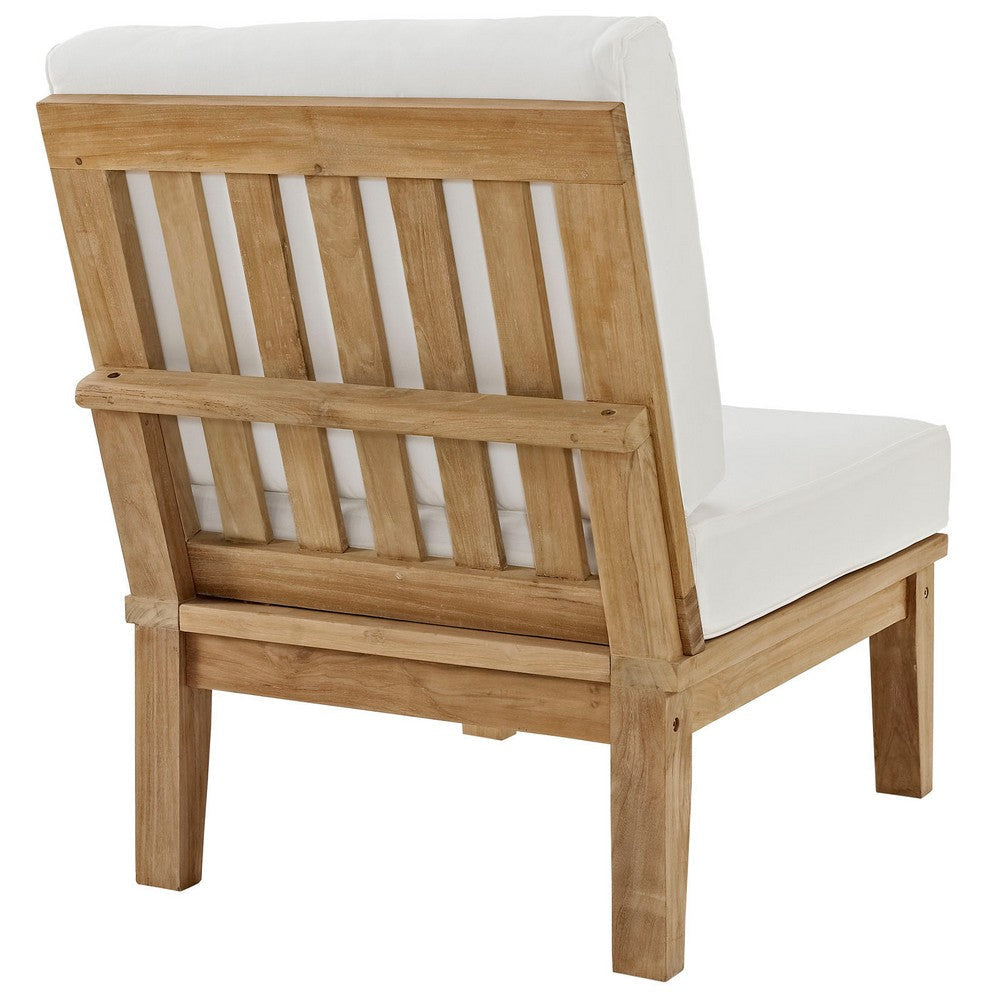 Modway Marina Premium Grade A Teak Wood Outdoor Patio Armless Chair Natural White MDY-EEI-1150-NAT-WHI-SET