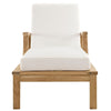 Modway Marina Premium Grade A Teak Wood Outdoor Patio Chaise Lounge Chair in Natural White MDY-EEI-1151-NAT-WHI-SET