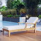 Modway Marina Premium Grade A Teak Wood Outdoor Patio Chaise Lounge Chair in Natural White MDY-EEI-1151-NAT-WHI-SET