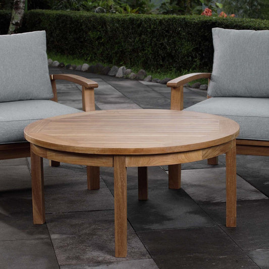 Natural Marina Outdoor Patio Teak Round Coffee Table - No Shipping Charges