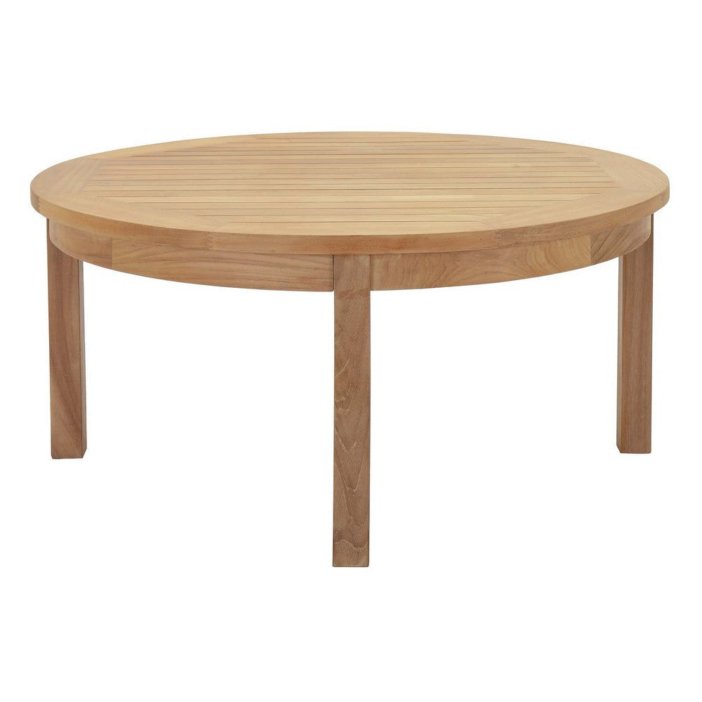 Natural Marina Outdoor Patio Teak Round Coffee Table - No Shipping Charges