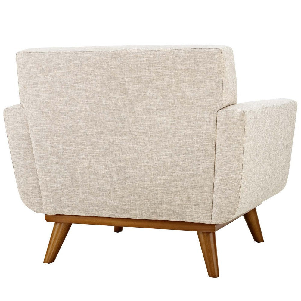 Modway Engage Mid-Century Modern Upholstered Fabric Accent Arm Lounge Chair in Beige Armchair MDY-EEI-1178-BEI