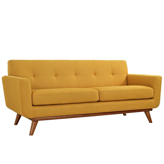 Modway Engage Mid-Century Modern Upholstered Fabric Loveseat in Citrus