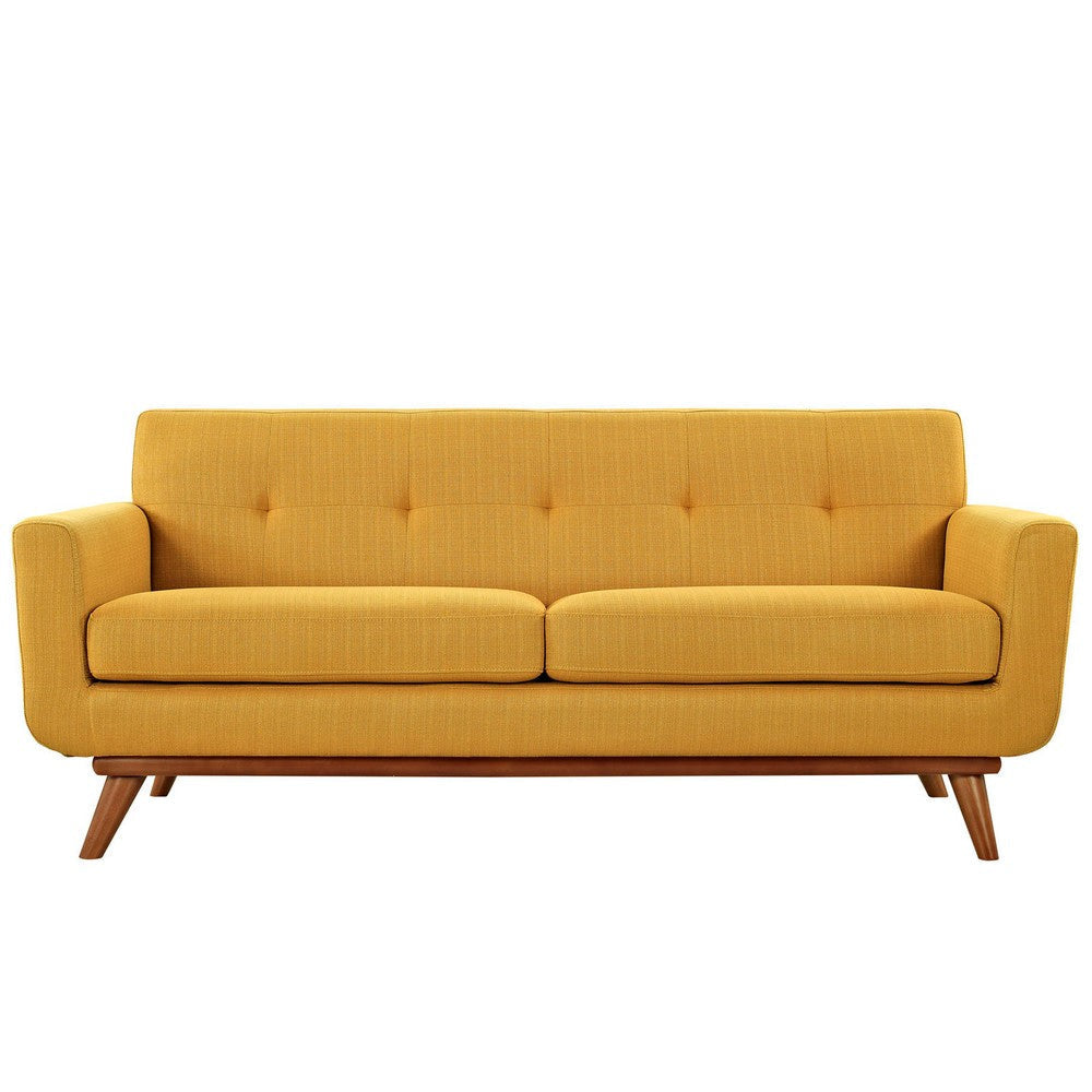 Modway Engage Mid-Century Modern Upholstered Fabric Loveseat in Citrus MDY-EEI-1179-CIT