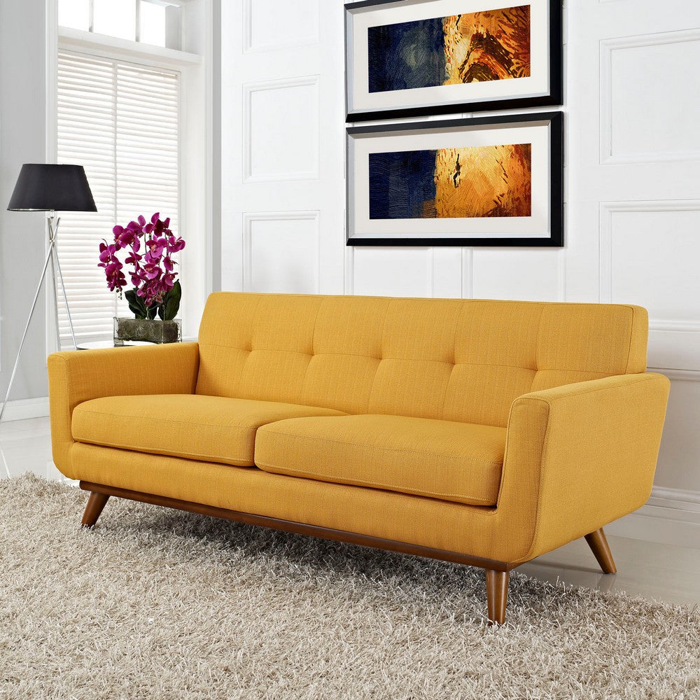 Modway Engage Mid-Century Modern Upholstered Fabric Loveseat in Citrus MDY-EEI-1179-CIT