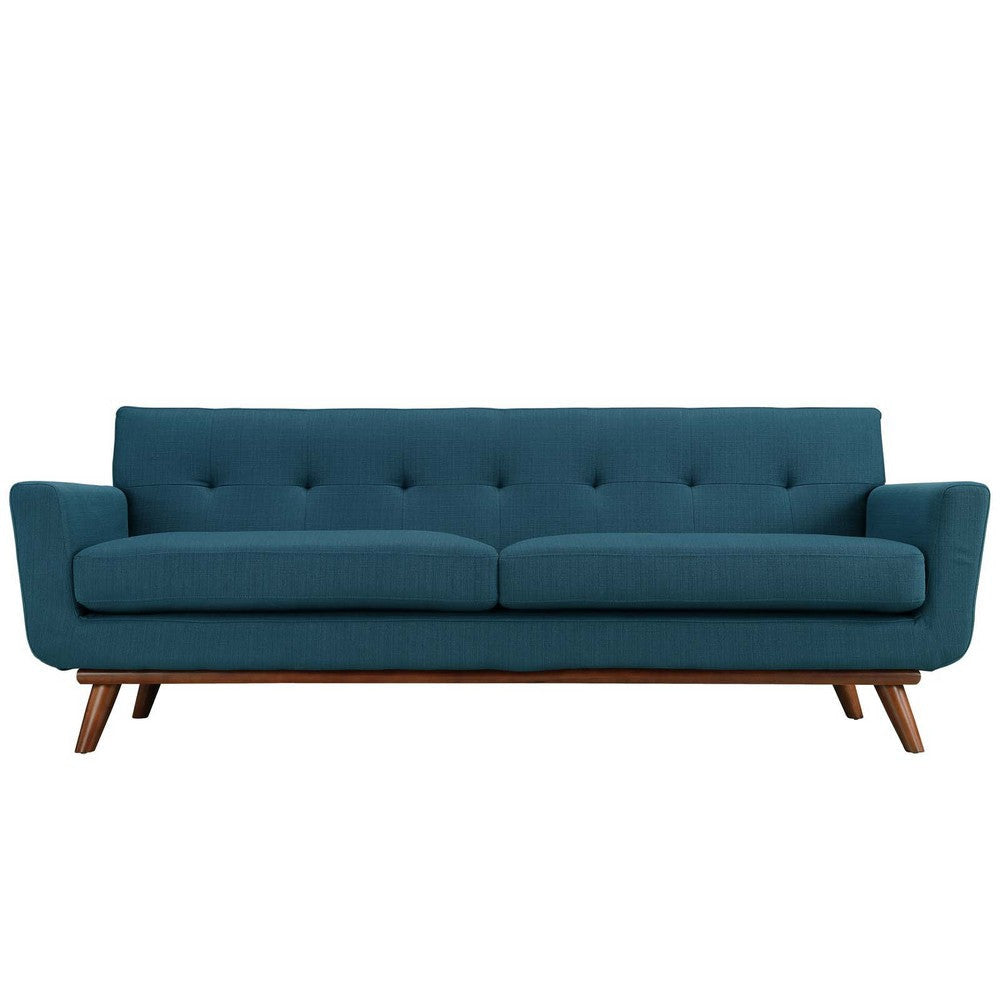 Modway Engage Mid-Century Modern Upholstered Fabric Sofa in Azure