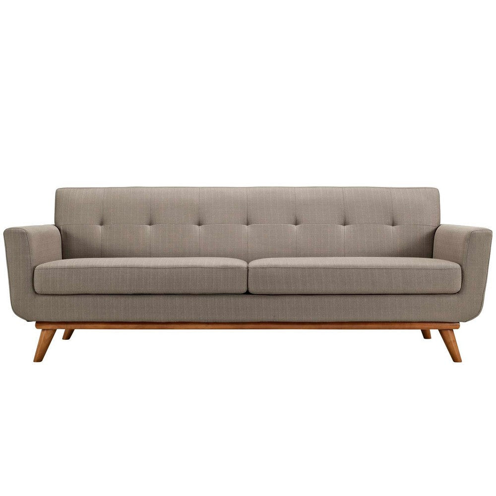 Modway Engage Mid-Century Modern Upholstered Fabric Sofa in Granite