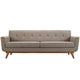 Modway Engage Mid-Century Modern Upholstered Fabric Sofa in Granite