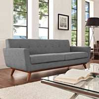 Modway Engage Mid-Century Modern Upholstered Fabric Sofa in Expectation Gray