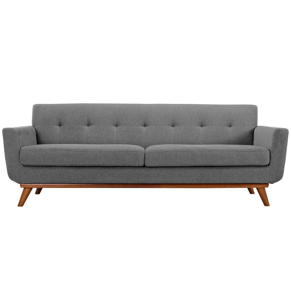 Modway Engage Mid-Century Modern Upholstered Fabric Sofa in Expectation Gray