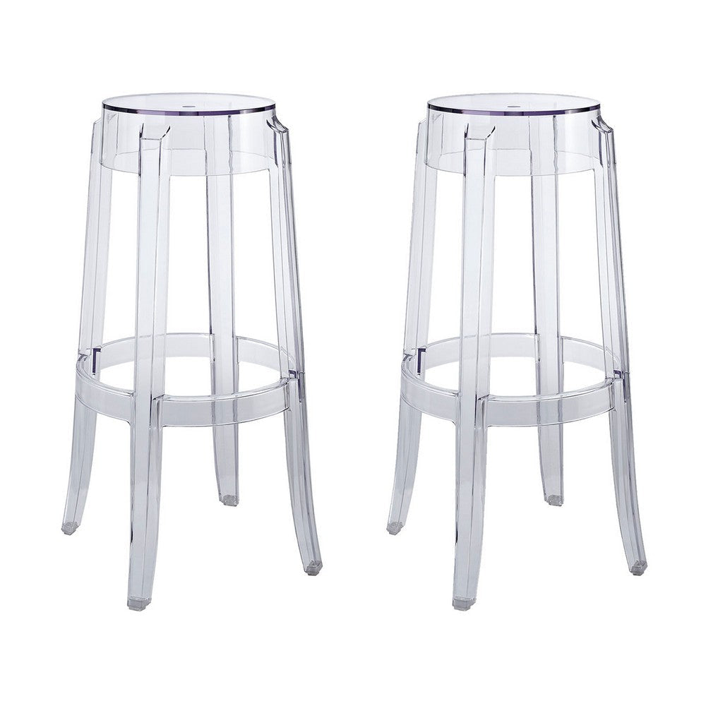 Modway Casper Bar Stool, Clear, Set of 2