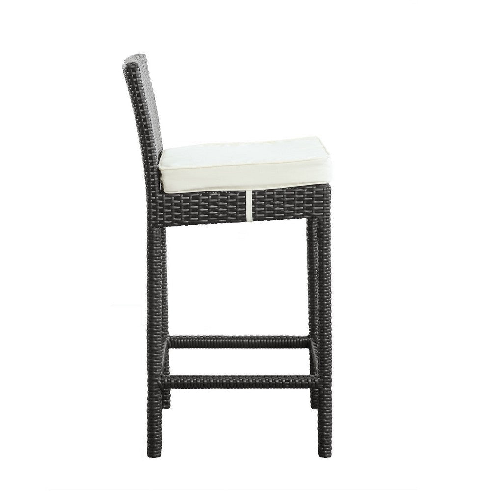 Modway Lift Wicker Rattan Outdoor Patio Two Bar Stools with Cushions in Espresso White MDY-EEI-1281-EXP-WHI