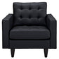 Modway Empress Mid-Century Modern Upholstered Leather Two Armchair Set Black MDY-EEI-1282-BLK