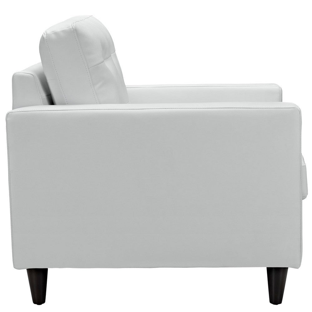 Modway Empress Mid-Century Modern Upholstered Leather Two Armchair Set White MDY-EEI-1282-WHI