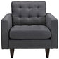 Modway Empress Mid-Century Modern Upholstered Fabric Two Armchair Set in Gray MDY-EEI-1283-DOR