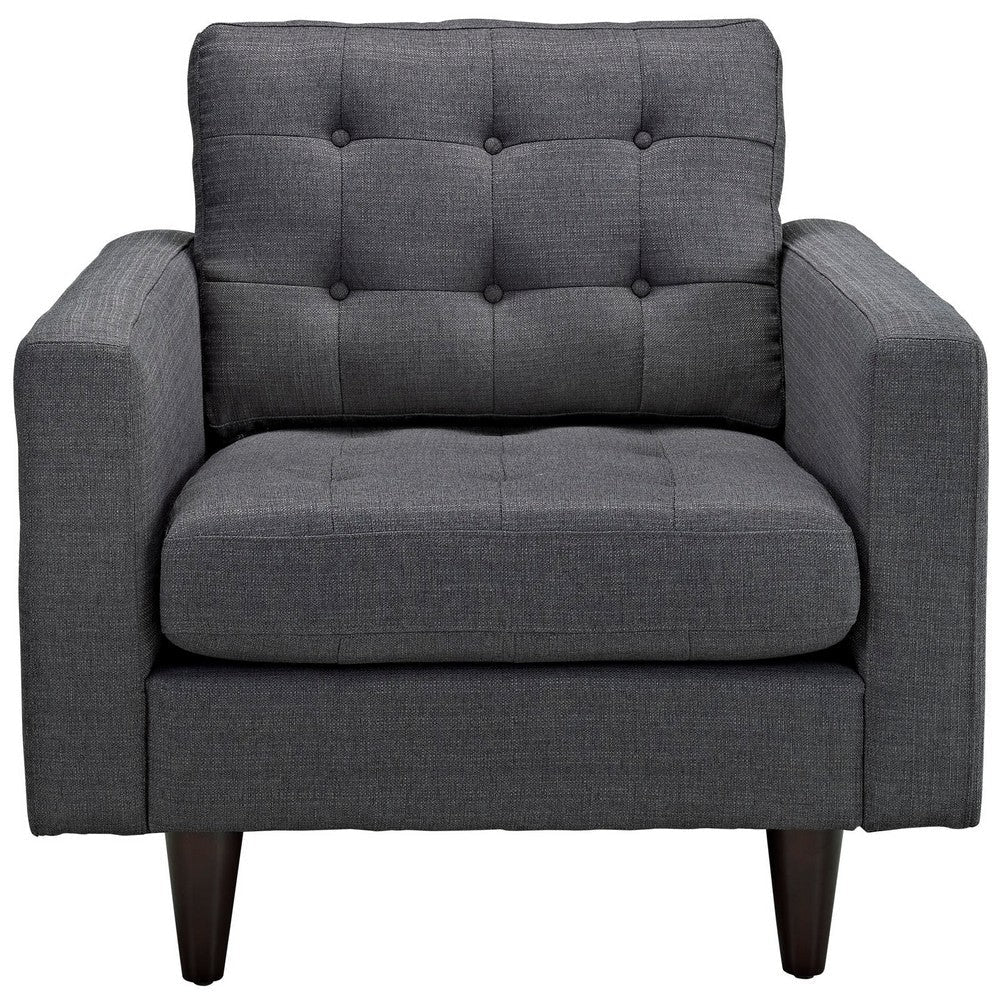 Modway Empress Mid-Century Modern Upholstered Fabric Two Armchair Set in Gray MDY-EEI-1283-DOR