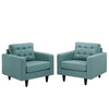 Modway Empress Mid-Century Modern Upholstered Fabric Two Armchair Set in Laguna