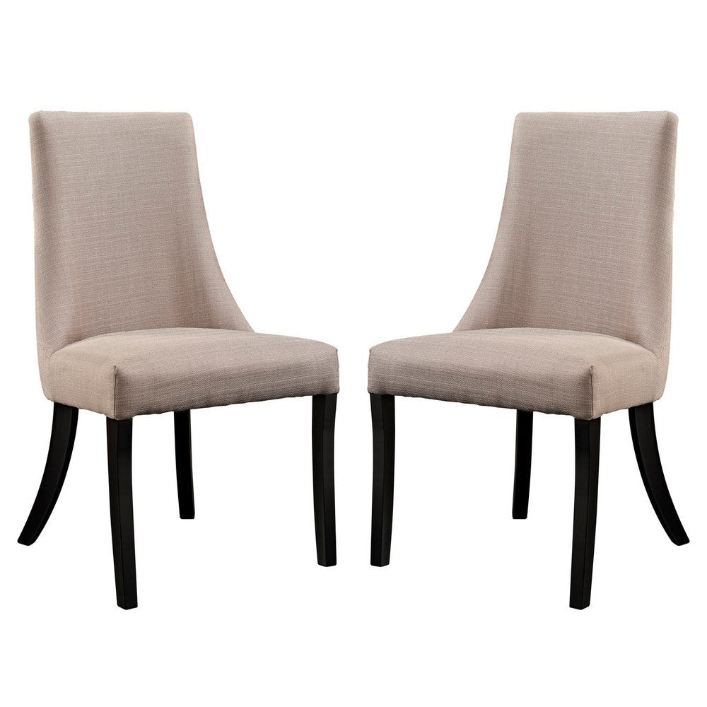 Modway Reverie Modern Upholstered Fabric Parsons Two Kitchen and Dining Room Chairs in Beige