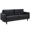 Modway Empress Mid-Century Modern Upholstered Leather Sofa and Armchair Set Black MDY-EEI-1311-BLK