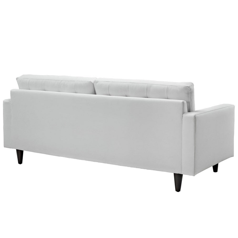 Modway Empress Mid-Century Modern Upholstered Leather Sofa and Armchair Set White MDY-EEI-1311-WHI