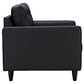 Modway Empress Mid-Century Modern Upholstered Leather Sofa and Two Armchair Set Black MDY-EEI-1312-BLK