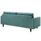 Modway Empress Mid-Century Modern Upholstered Fabric Sofa and Two Armchair Set in Laguna MDY-EEI-1314-LAG