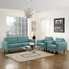 Modway Empress Mid-Century Modern Upholstered Fabric Sofa and Two Armchair Set in Laguna