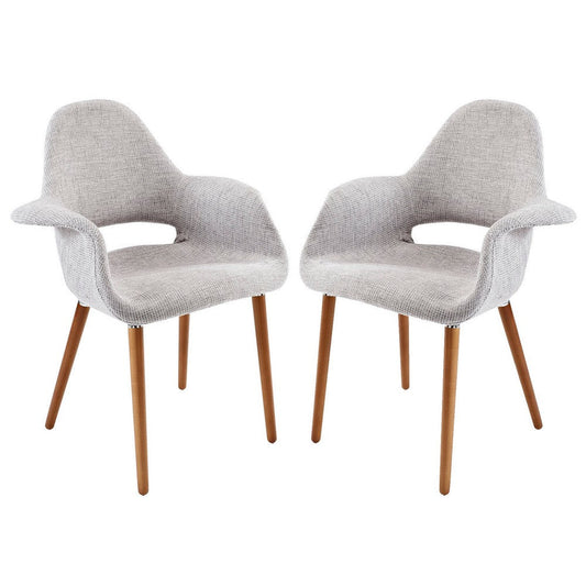 Modway Aegis Mid-Century Modern Upholstered Fabric with Wood Legs, Seats Two, Light Gray