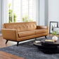 Modway Engage Mid-Century Modern Leather Upholstered Sofa in Tan MDY-EEI-1338-TAN