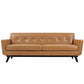 Modway Engage Mid-Century Modern Leather Upholstered Sofa in Tan