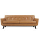 Modway Engage Mid-Century Modern Leather Upholstered Sofa in Tan