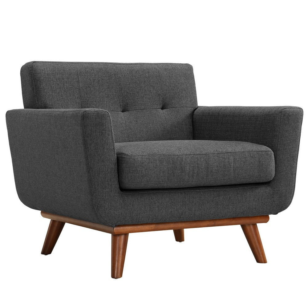 Modway Engage Mid-Century Modern Upholstered Gray Two Armchairs and Sofa MDY-EEI-1345-DOR