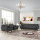 Modway Engage Mid-Century Modern Upholstered Gray, Two Armchairs and Sofa