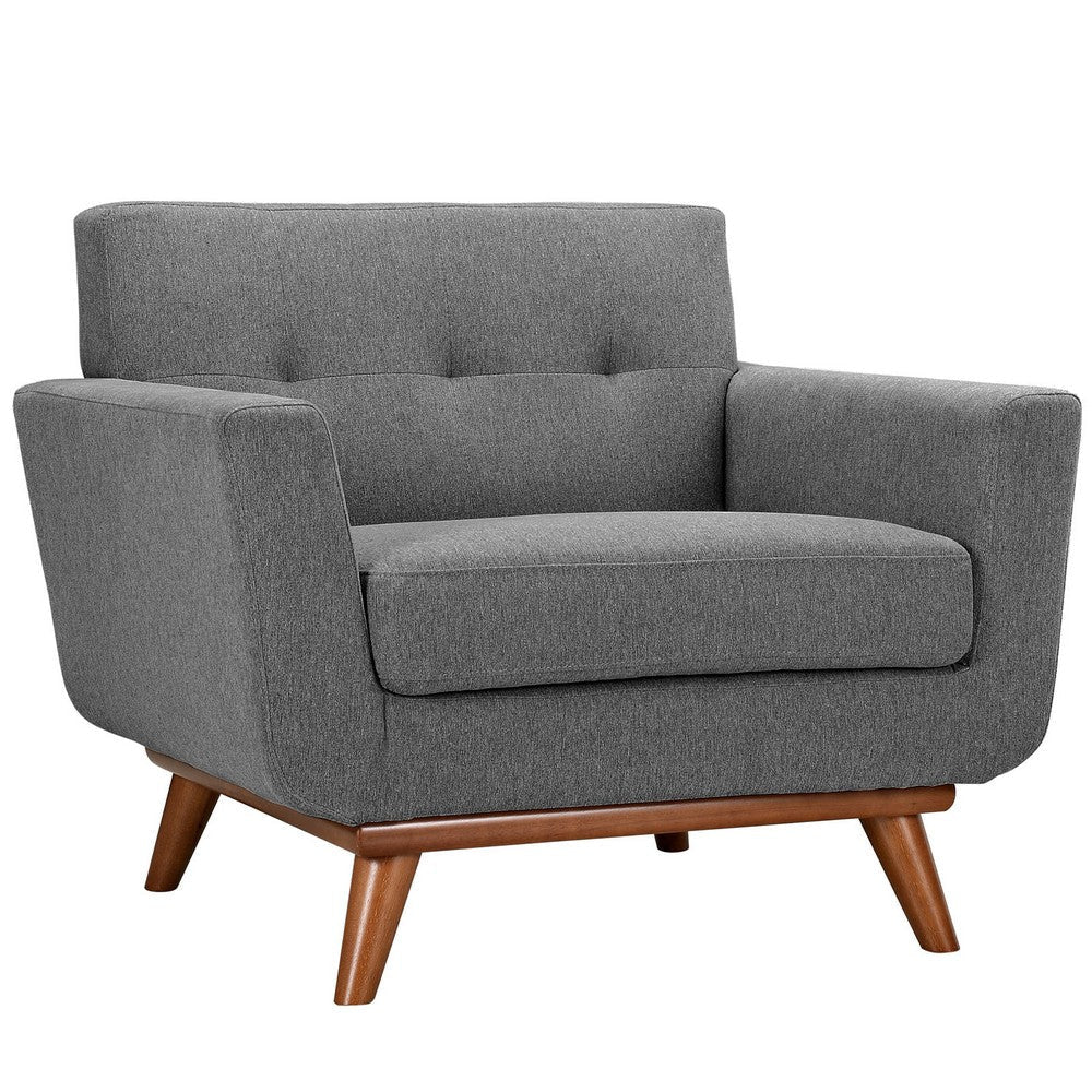 Modway Engage Mid-Century Modern Upholstered Expectation Gray Two Armchairs and Sofa MDY-EEI-1345-GRY