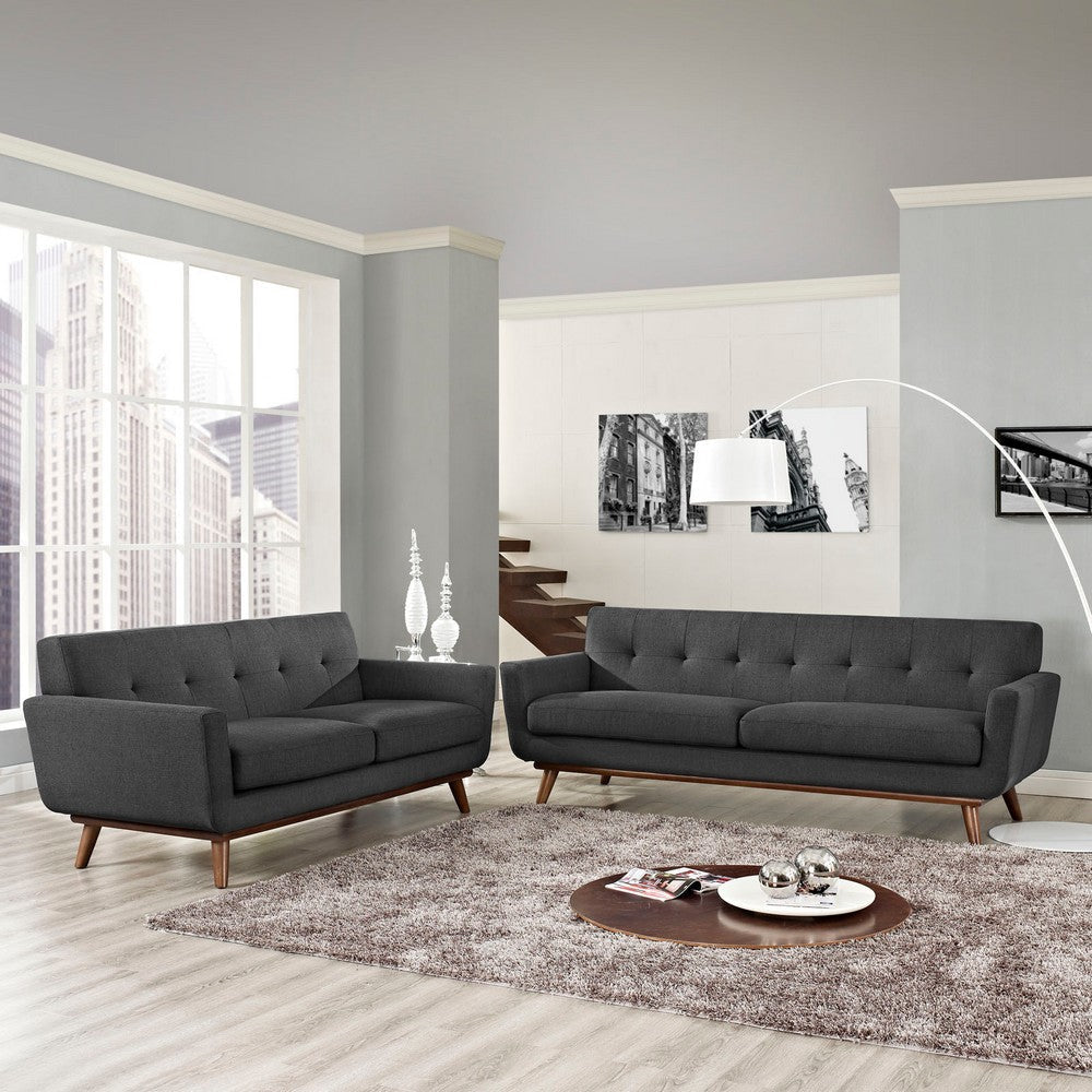 Modway Engage Mid-Century Modern Upholstered Loveseat and Sofa in Gray MDY-EEI-1348-DOR