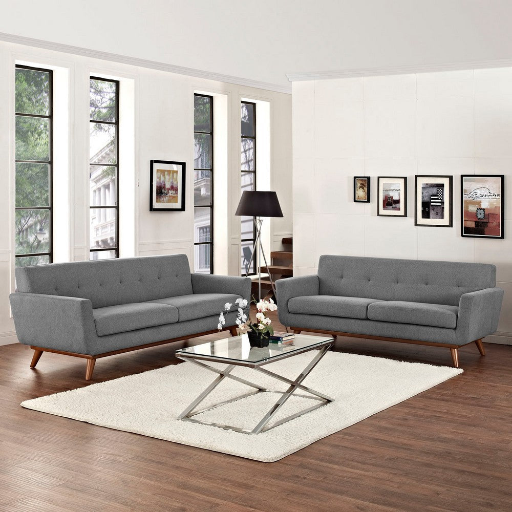 Modway Engage Mid-Century Modern Upholstered Loveseat and Sofa in Expectation Gray MDY-EEI-1348-GRY