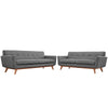 Modway Engage Mid-Century Modern Upholstered Loveseat and Sofa in Expectation Gray