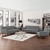 Modway Engage Mid-Century Modern Upholstered Fabric Sofa, Loveseat and Armchair in Expectation Gray