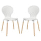 Modway Path Mid-Century Modern Two Kitchen and Dining Room Chairs in White