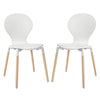 Modway Path Mid-Century Modern Two Kitchen and Dining Room Chairs in White