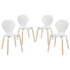 Modway Path Mid-Century Modern Four Kitchen and Dining Room Chairs in White