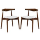 Modway Stalwart Mid-Century Modern Faux Leather Upholstered Two Dining Chairs in Dark Walnut White