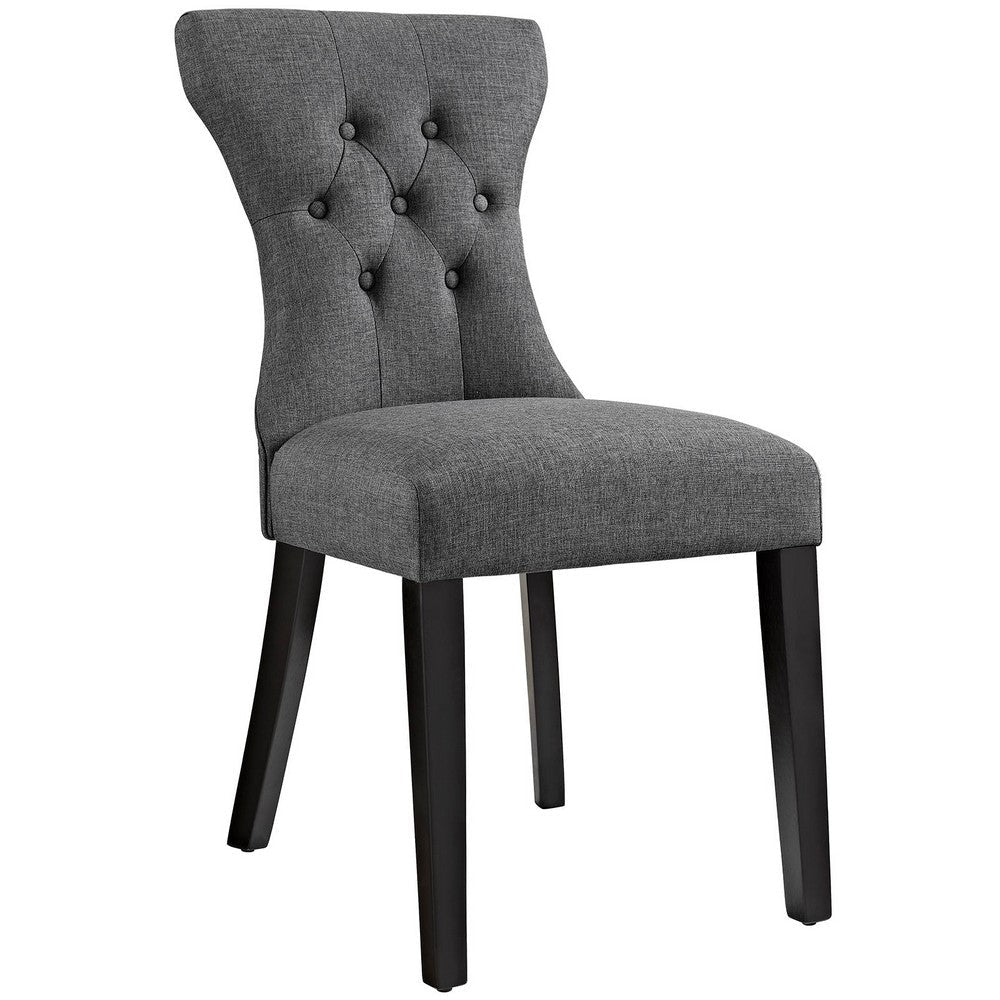 Modway Silhouette Modern Tufted Upholstered Fabric Parsons Kitchen and Dining Room Chair in Gray